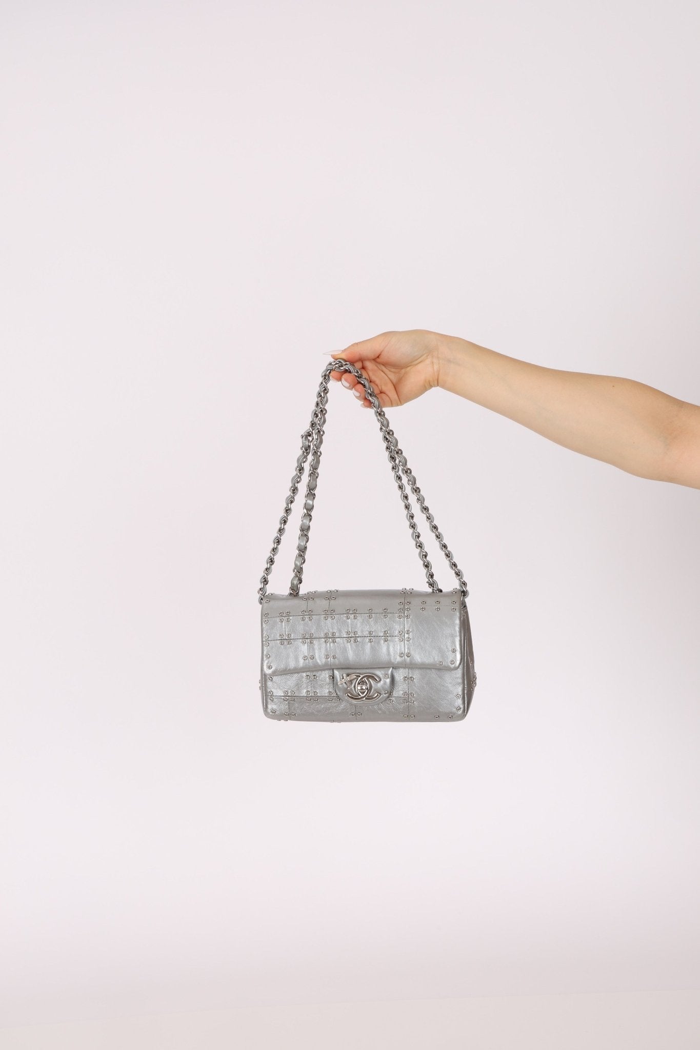 Rare Chanel 2016 Glazed Calfskin Grommet Airline Rectangular Mini Flap Bag - FashioNica