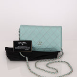 Rare Chanel 2020 Tiffany Blue Chain Stitched Wallet on Chain - FashioNica