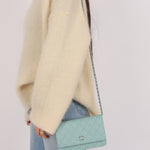 Rare Chanel 2020 Tiffany Blue Chain Stitched Wallet on Chain - FashioNica