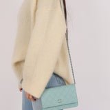 Rare Chanel 2020 Tiffany Blue Chain Stitched Wallet on Chain - FashioNica