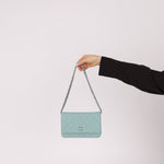 Rare Chanel 2020 Tiffany Blue Chain Stitched Wallet on Chain - FashioNica