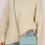 Rare Chanel 2020 Tiffany Blue Chain Stitched Wallet on Chain - FashioNica