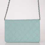 Rare Chanel 2020 Tiffany Blue Chain Stitched Wallet on Chain - FashioNica