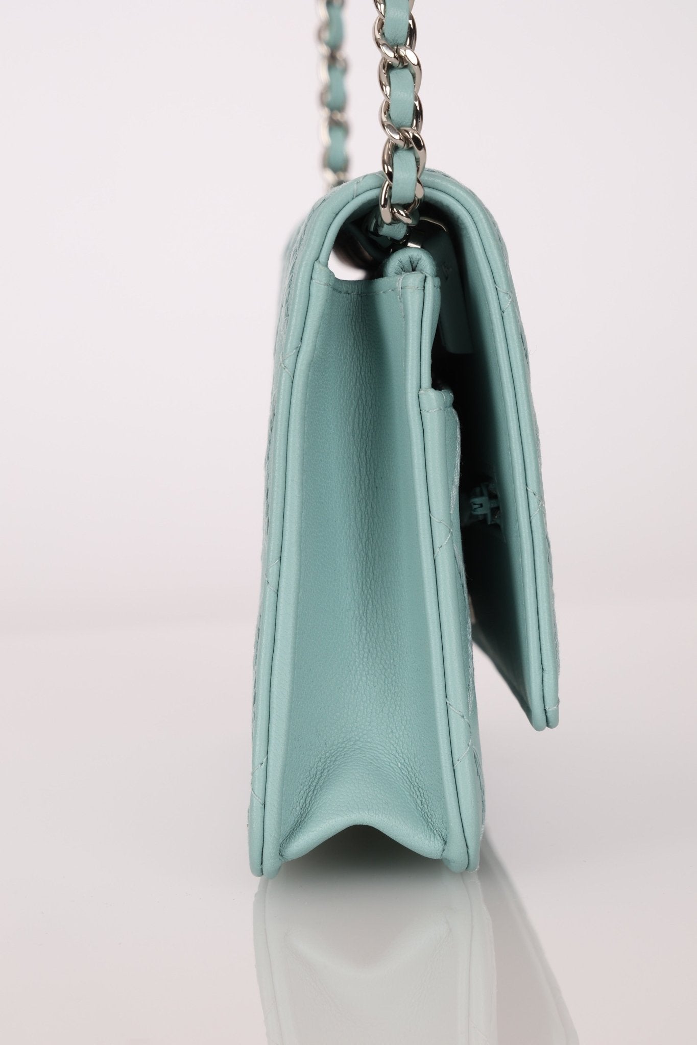 Rare Chanel 2020 Tiffany Blue Chain Stitched Wallet on Chain - FashioNica