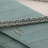 Rare Chanel 2020 Tiffany Blue Chain Stitched Wallet on Chain - FashioNica