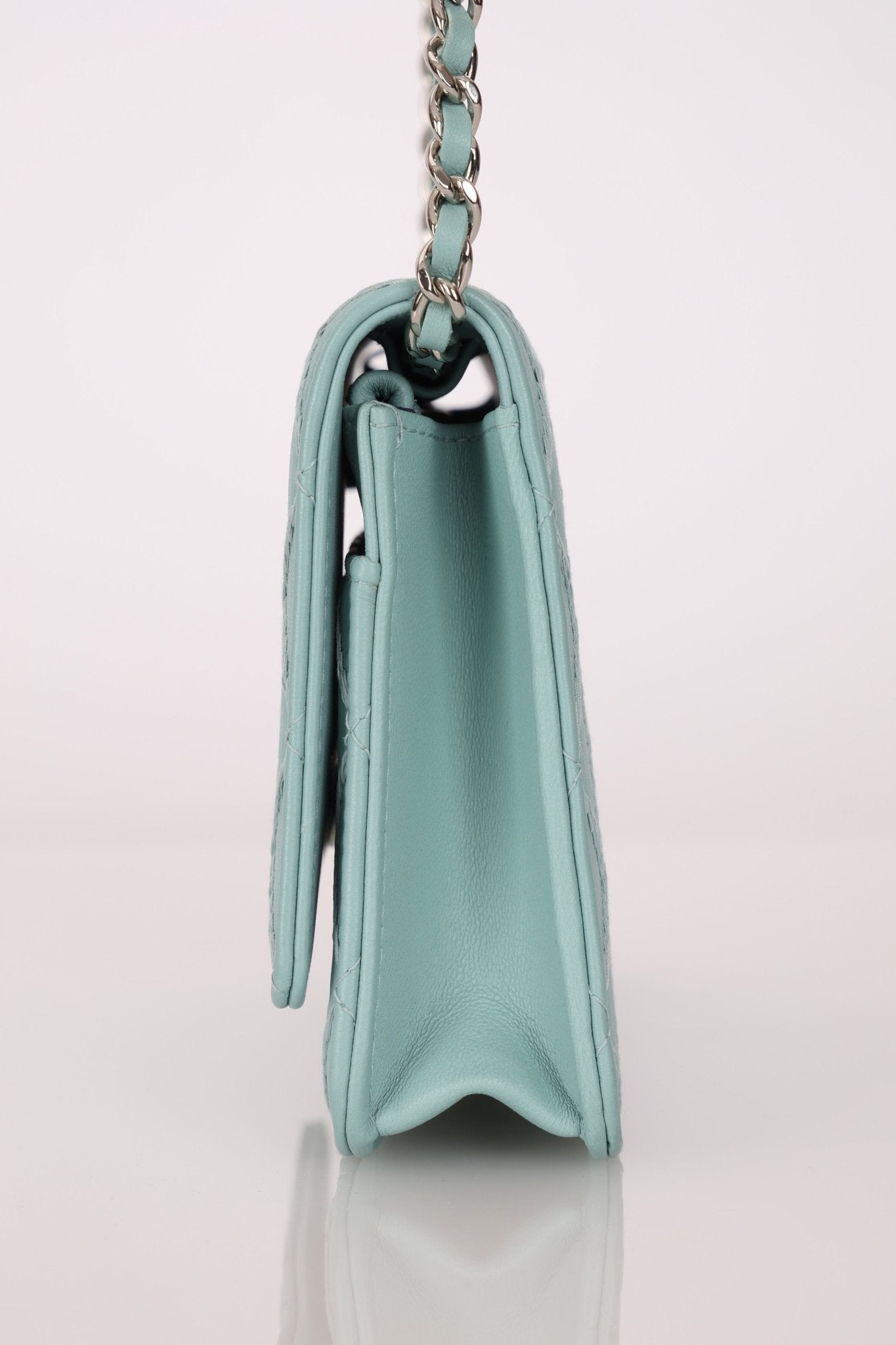 Rare Chanel 2020 Tiffany Blue Chain Stitched Wallet on Chain - FashioNica