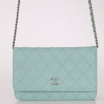 Rare Chanel 2020 Tiffany Blue Chain Stitched Wallet on Chain - FashioNica