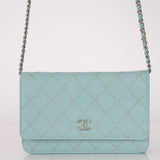 Rare Chanel 2020 Tiffany Blue Chain Stitched Wallet on Chain - FashioNica