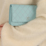 Rare Chanel 2020 Tiffany Blue Chain Stitched Wallet on Chain - FashioNica
