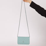 Rare Chanel 2020 Tiffany Blue Chain Stitched Wallet on Chain - FashioNica