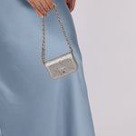 Rare Chanel 2022 Satin Silver Studded & Crystal Belt Bag - FashioNica