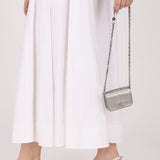 Rare Chanel 2022 Satin Silver Studded & Crystal Belt Bag - FashioNica