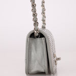 Rare Chanel 2022 Satin Silver Studded & Crystal Belt Bag - FashioNica