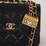 Rare Chanel 2023 Caviar Wallet on Chain with Chanel Classic Flap Charm - FashioNica