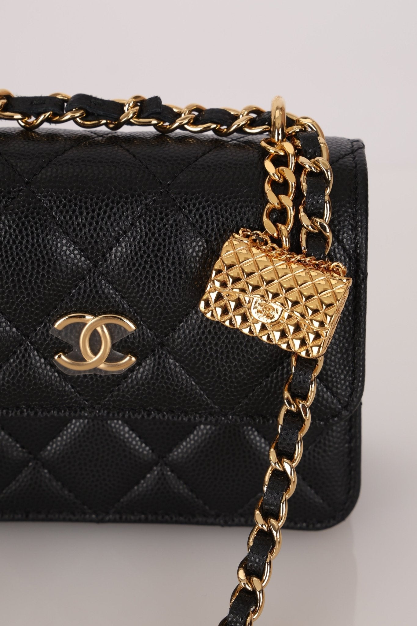 Rare Chanel 2023 Caviar Wallet on Chain with Chanel Classic Flap Charm - FashioNica