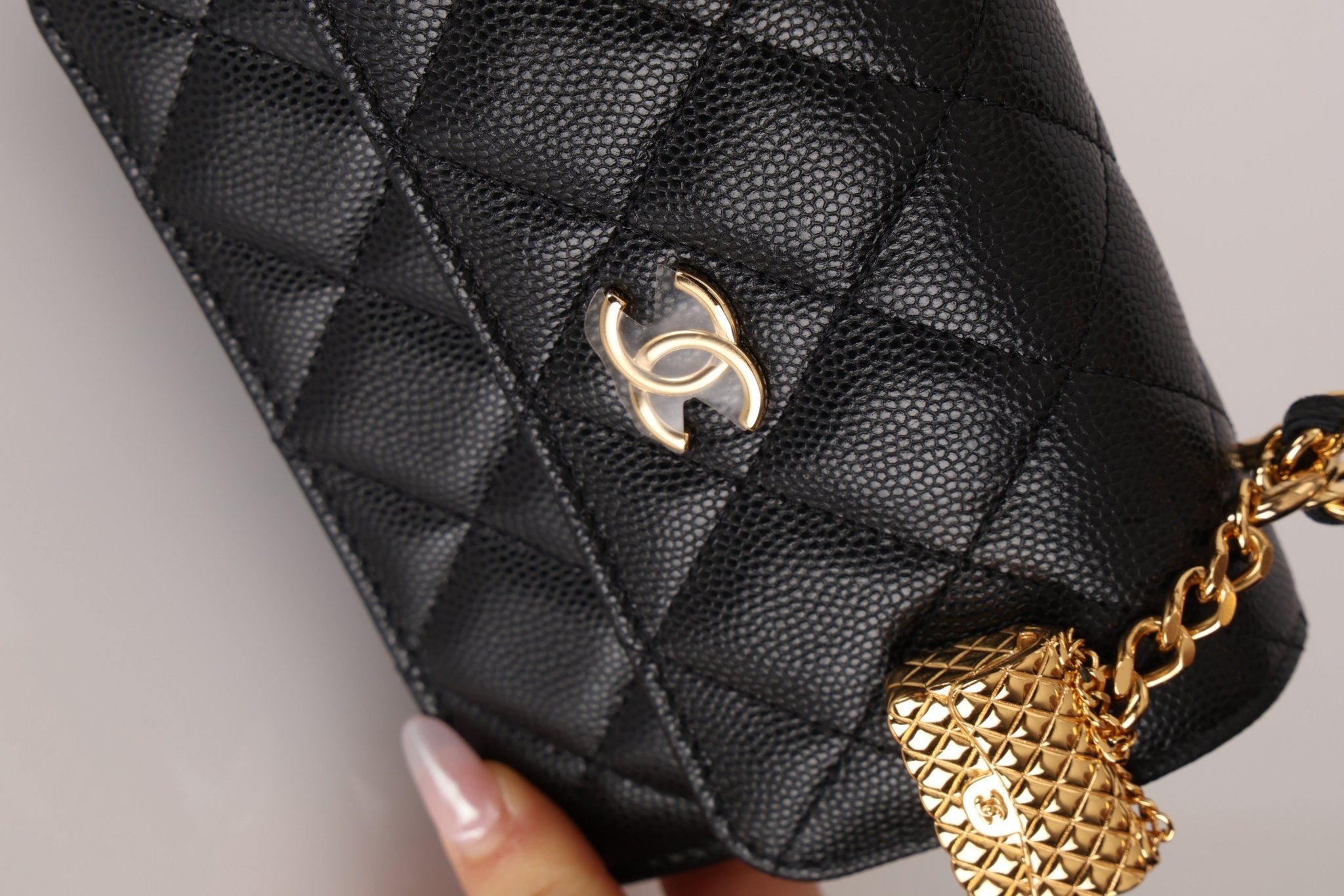 Rare Chanel 2023 Caviar Wallet on Chain with Chanel Classic Flap Charm - FashioNica