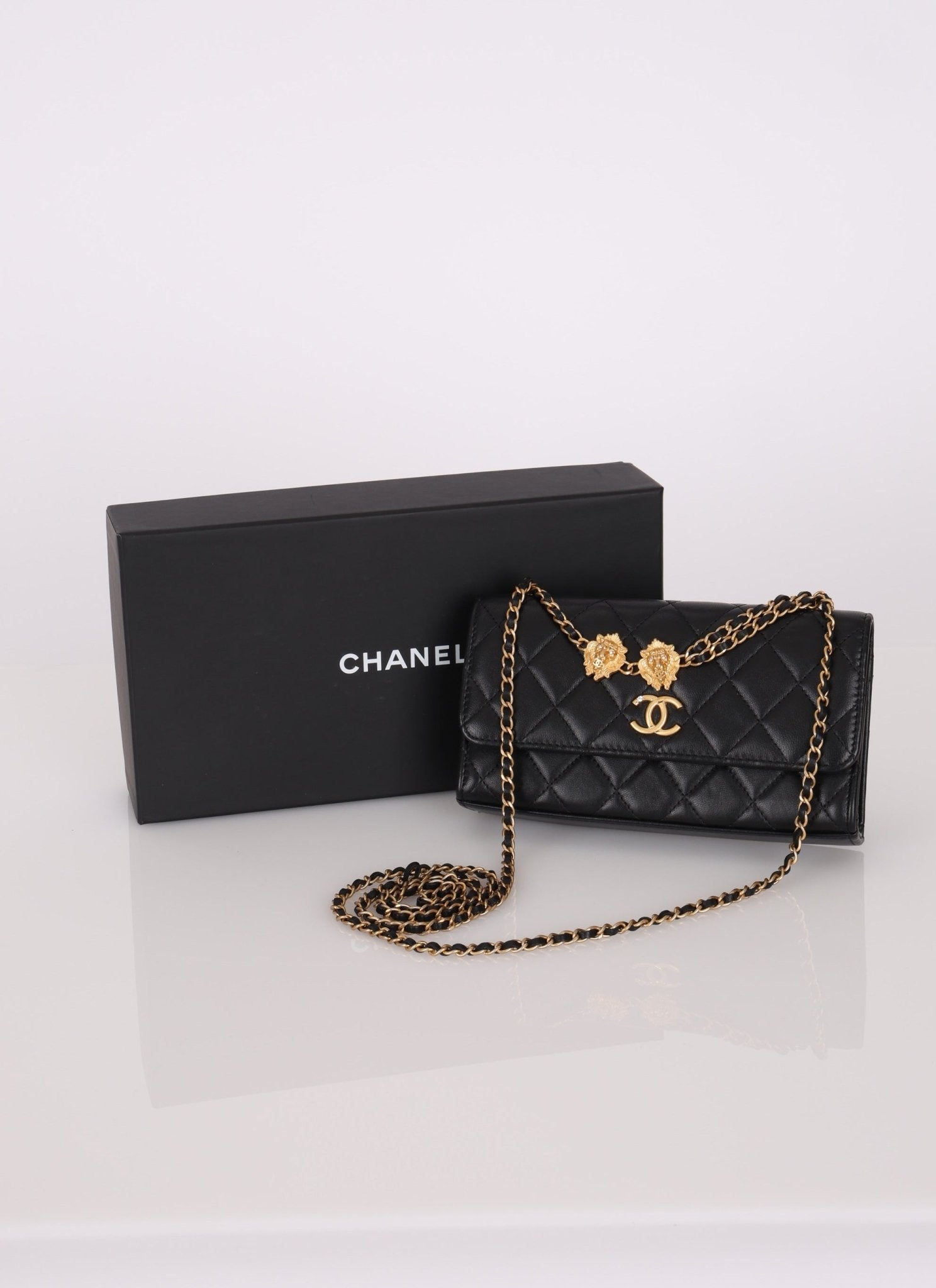 Rare Chanel 23A Lambskin Lion Charm Top Handle Wallet on Chain - FashioNica