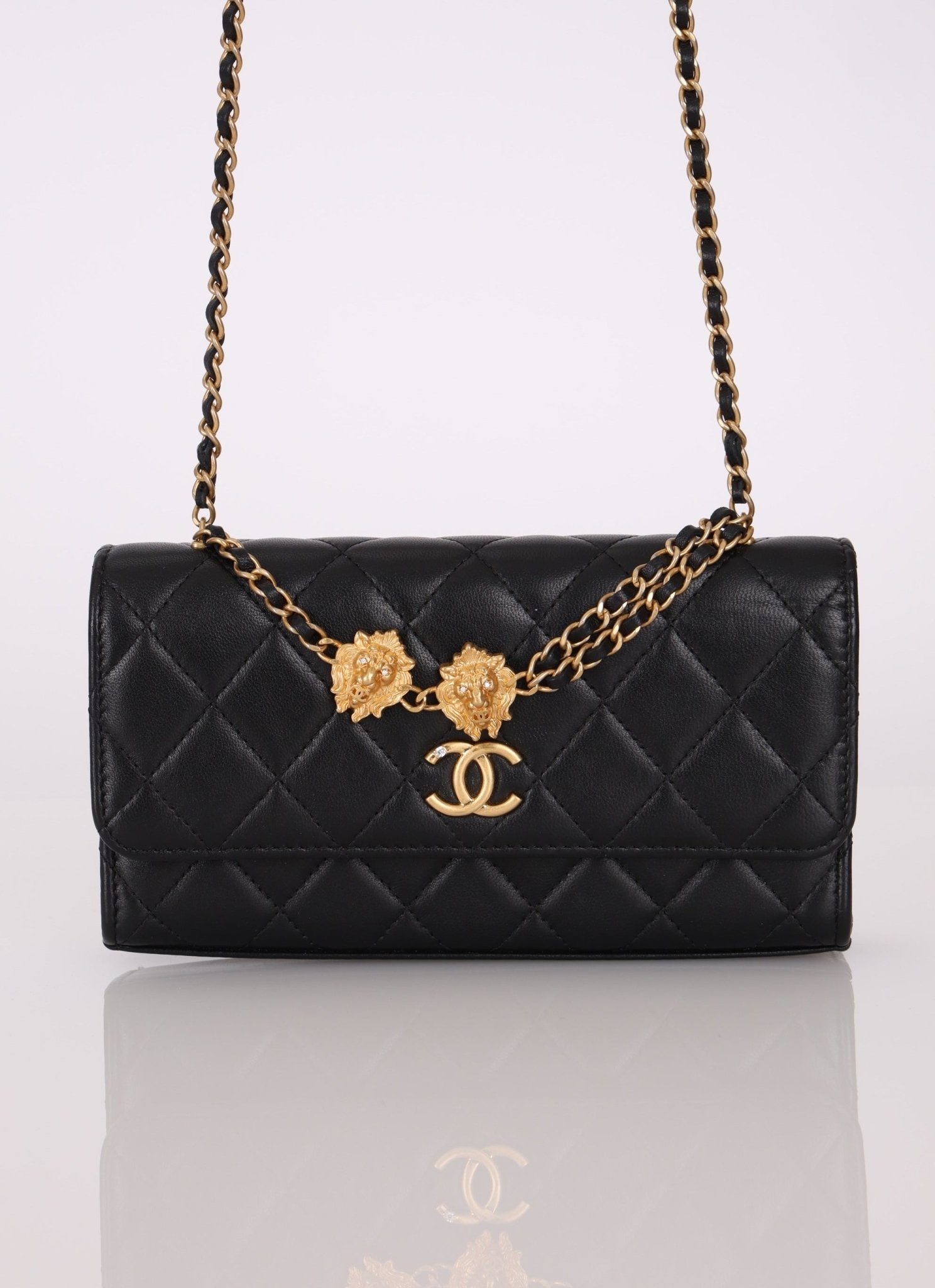 Rare Chanel 23A Lambskin Lion Charm Top Handle Wallet on Chain - FashioNica