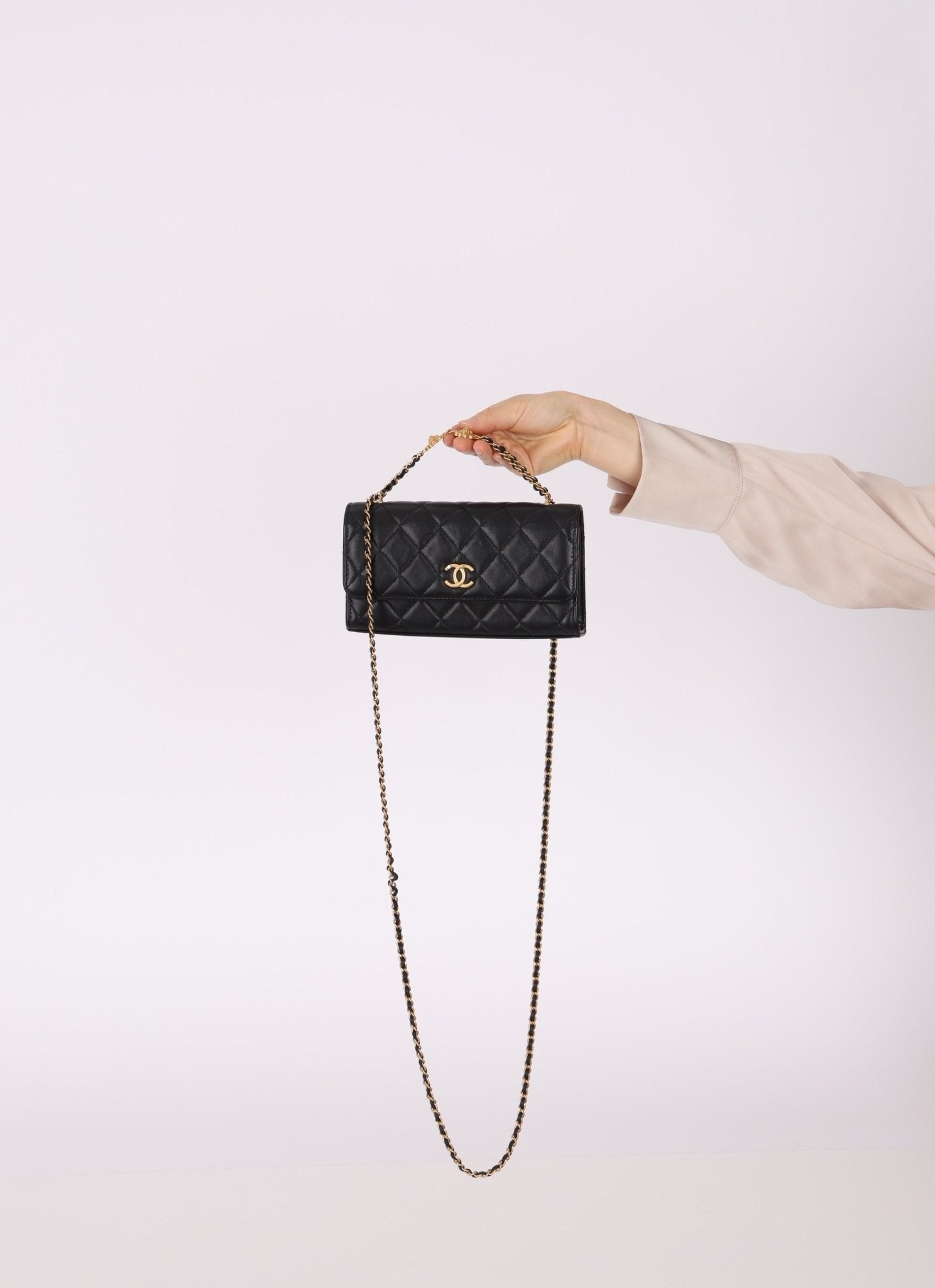 Rare Chanel 23A Lambskin Lion Charm Top Handle Wallet on Chain - FashioNica