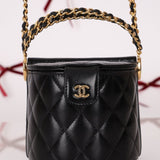Rare Chanel Lambskin Double - Sided Top Handle Basket Vanity Crossbody - FashioNica