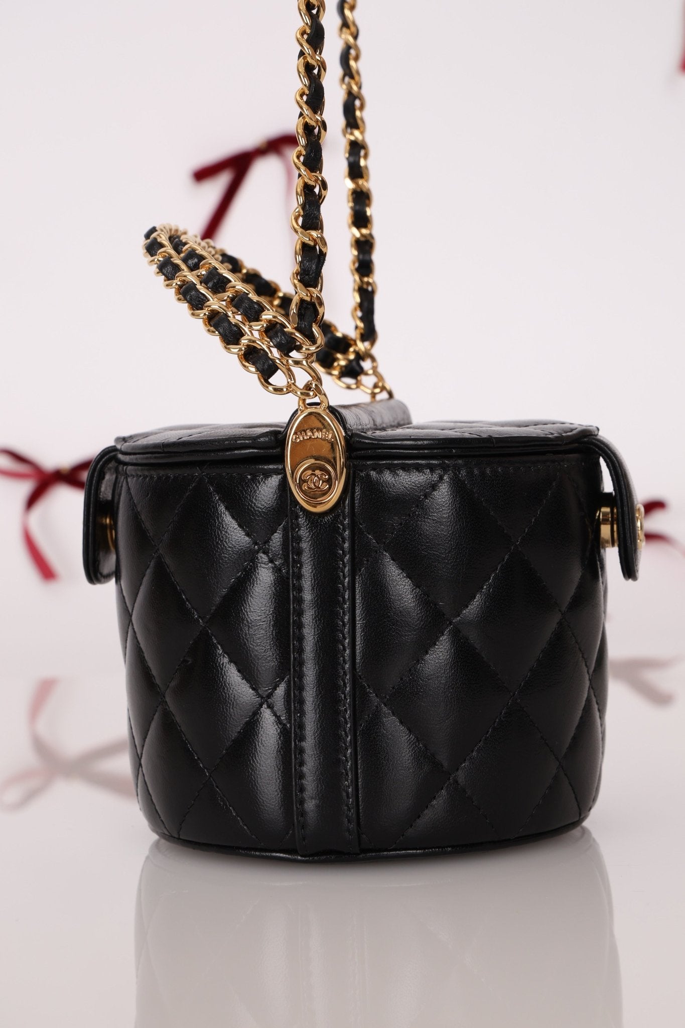 Rare Chanel Lambskin Double - Sided Top Handle Basket Vanity Crossbody - FashioNica