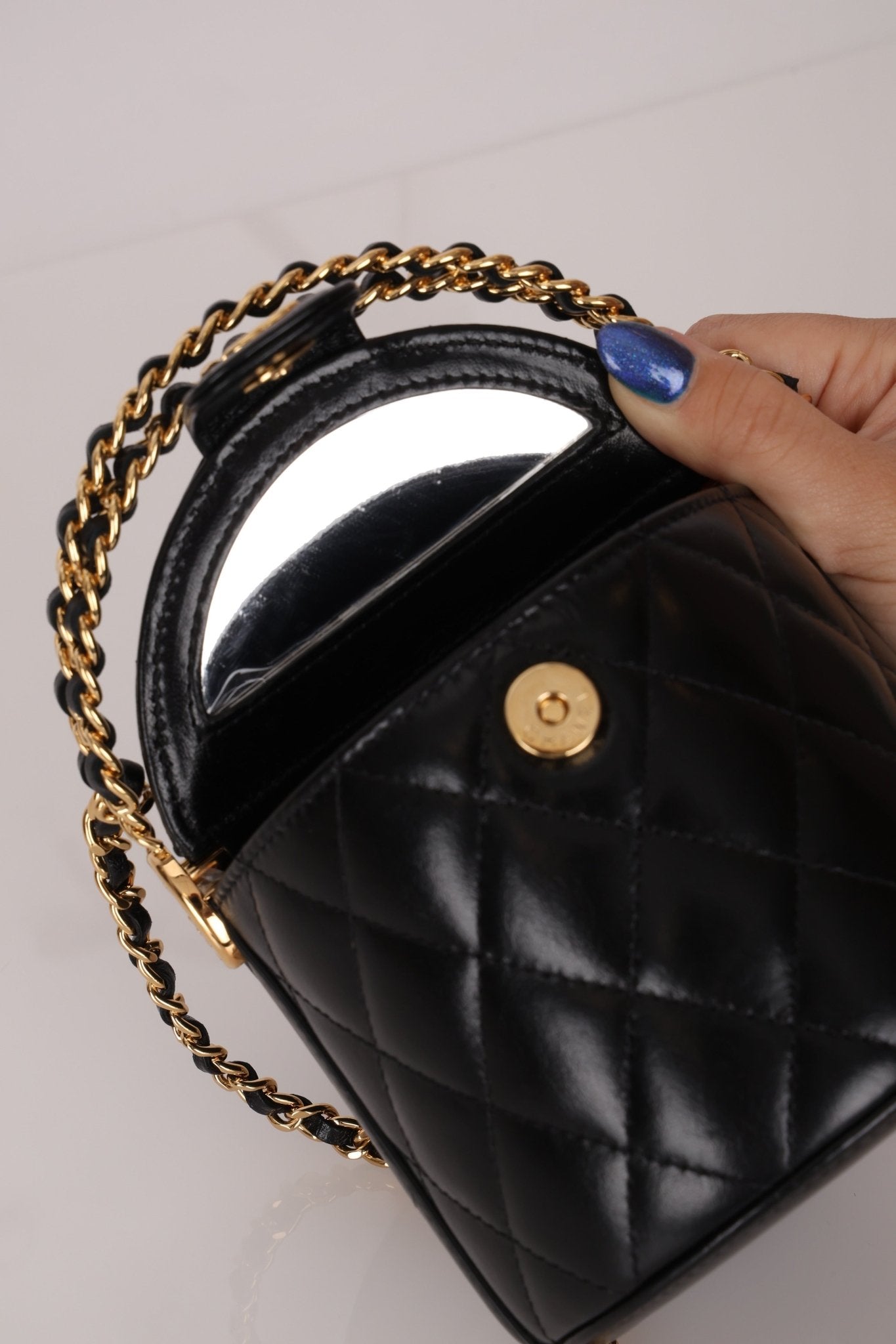 Rare Chanel Lambskin Double - Sided Top Handle Basket Vanity Crossbody - FashioNica