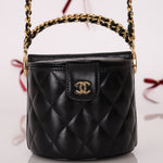 Rare Chanel Lambskin Double - Sided Top Handle Basket Vanity Crossbody - FashioNica