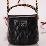 Rare Chanel Lambskin Double - Sided Top Handle Basket Vanity Crossbody - FashioNica