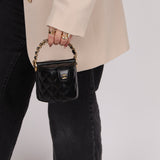 Rare Chanel Lambskin Double - Sided Top Handle Basket Vanity Crossbody - FashioNica