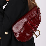 Rare Dior 2000 Red Patent Medium Diorissimo Saddle Bag - FashioNica
