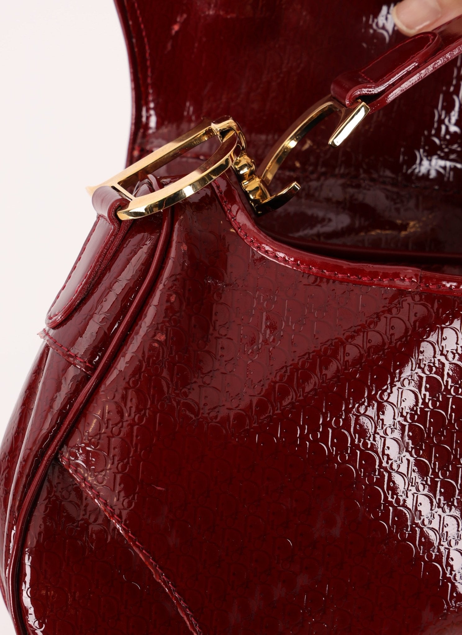 Rare Dior 2000 Red Patent Medium Diorissimo Saddle Bag - FashioNica
