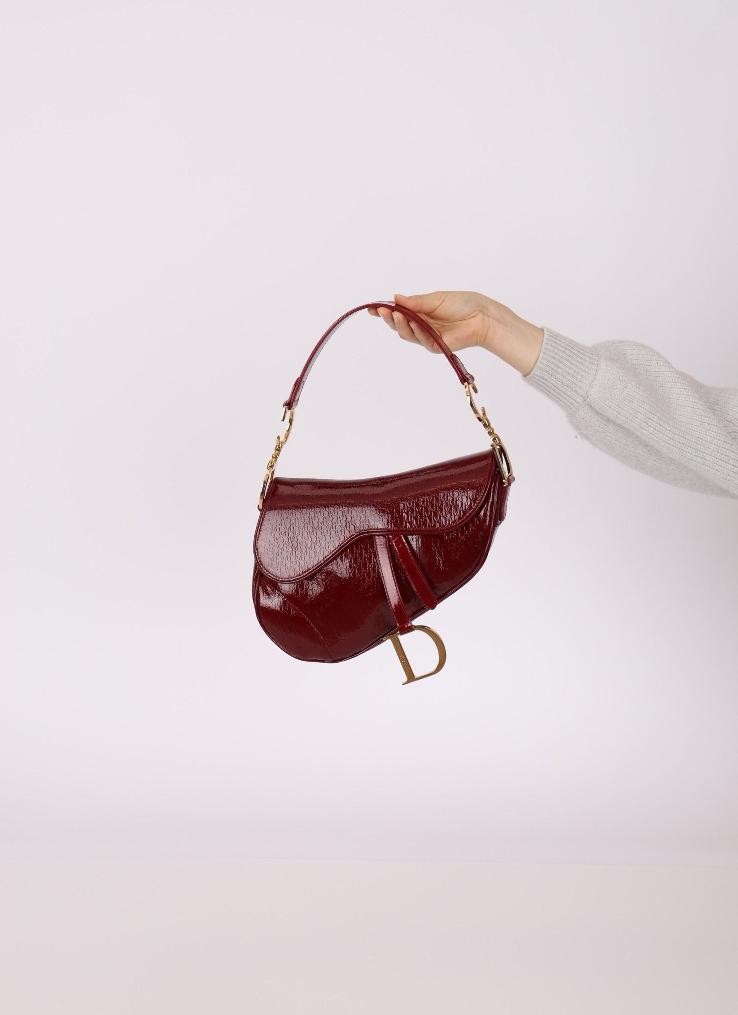 Rare Dior 2000 Red Patent Medium Diorissimo Saddle Bag - FashioNica