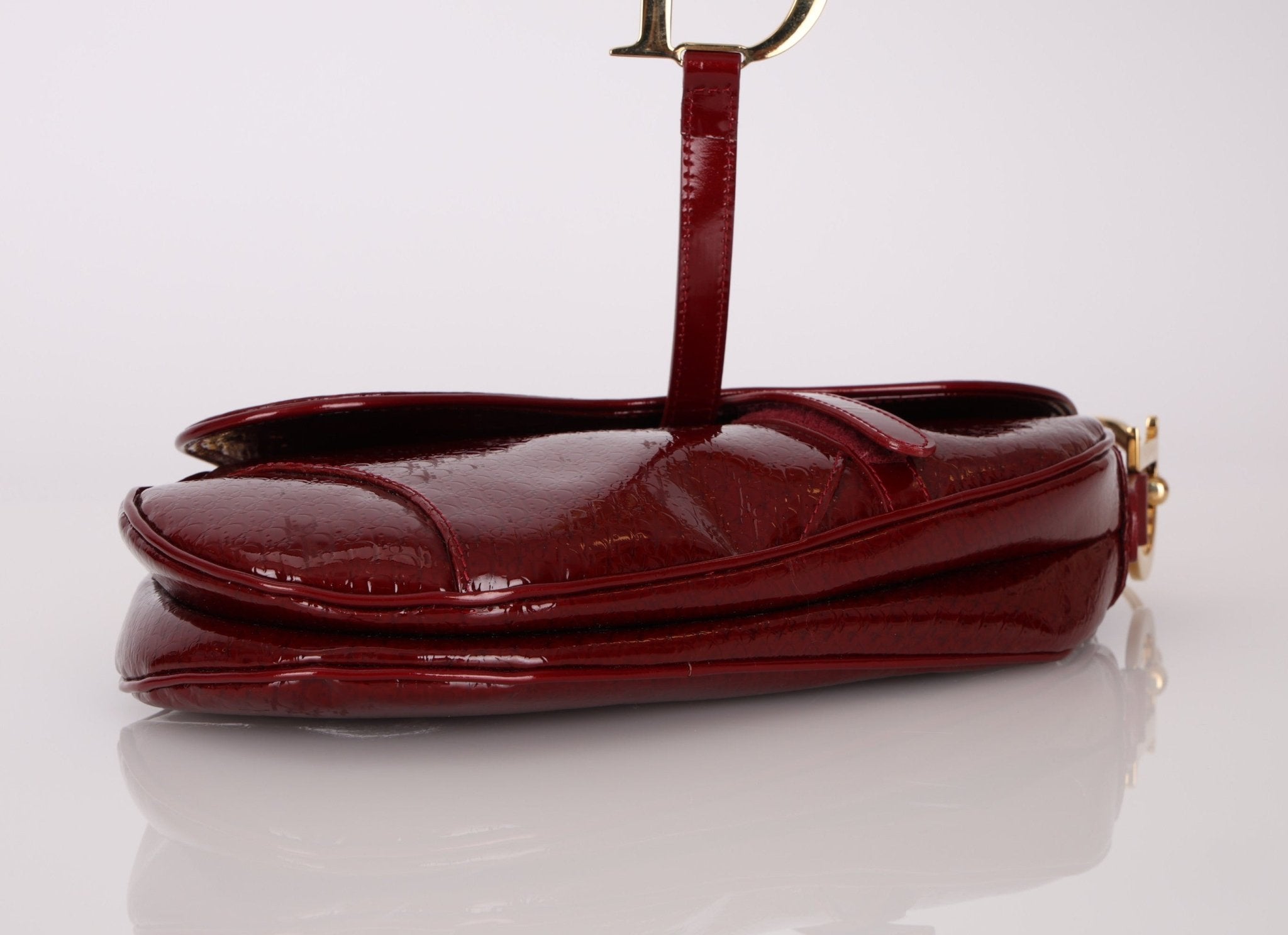 Rare Dior 2000 Red Patent Medium Diorissimo Saddle Bag - FashioNica