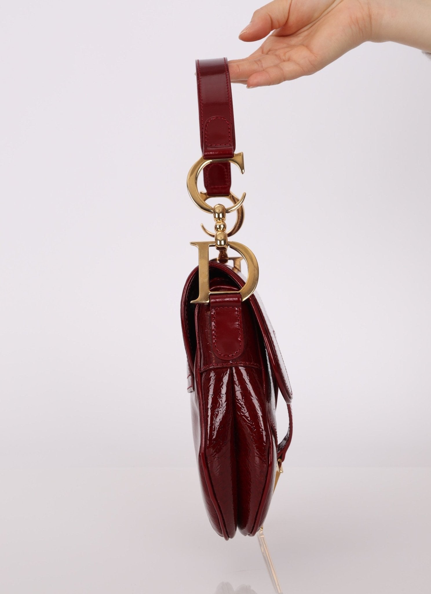 Rare Dior 2000 Red Patent Medium Diorissimo Saddle Bag - FashioNica