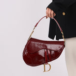Rare Dior 2000 Red Patent Medium Diorissimo Saddle Bag - FashioNica
