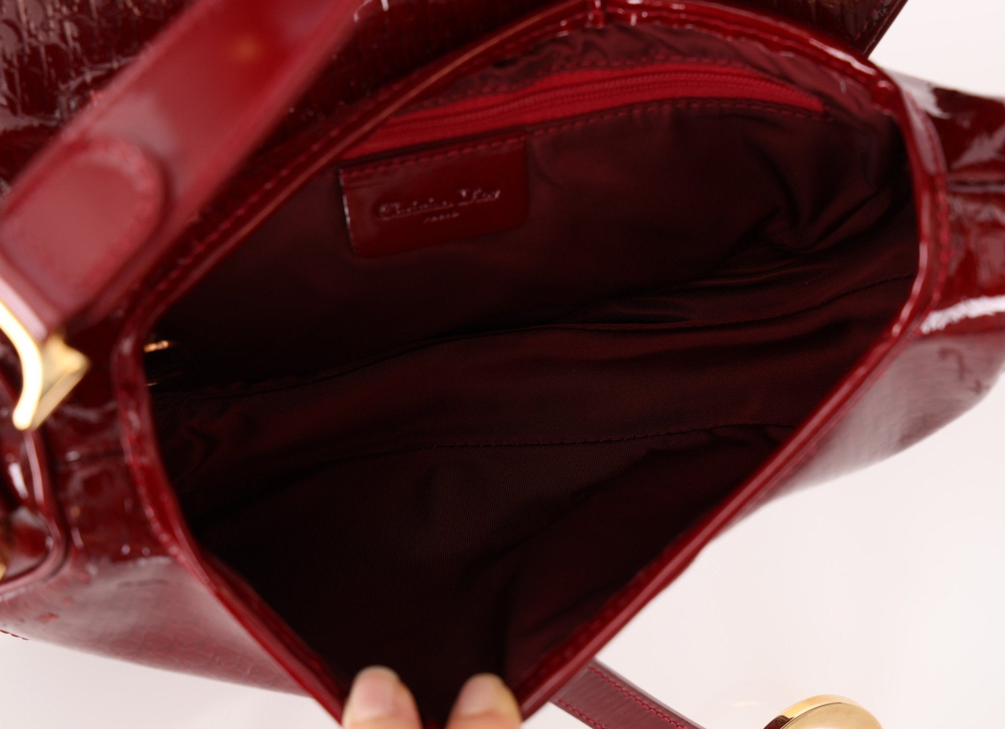 Rare Dior 2000 Red Patent Medium Diorissimo Saddle Bag - FashioNica