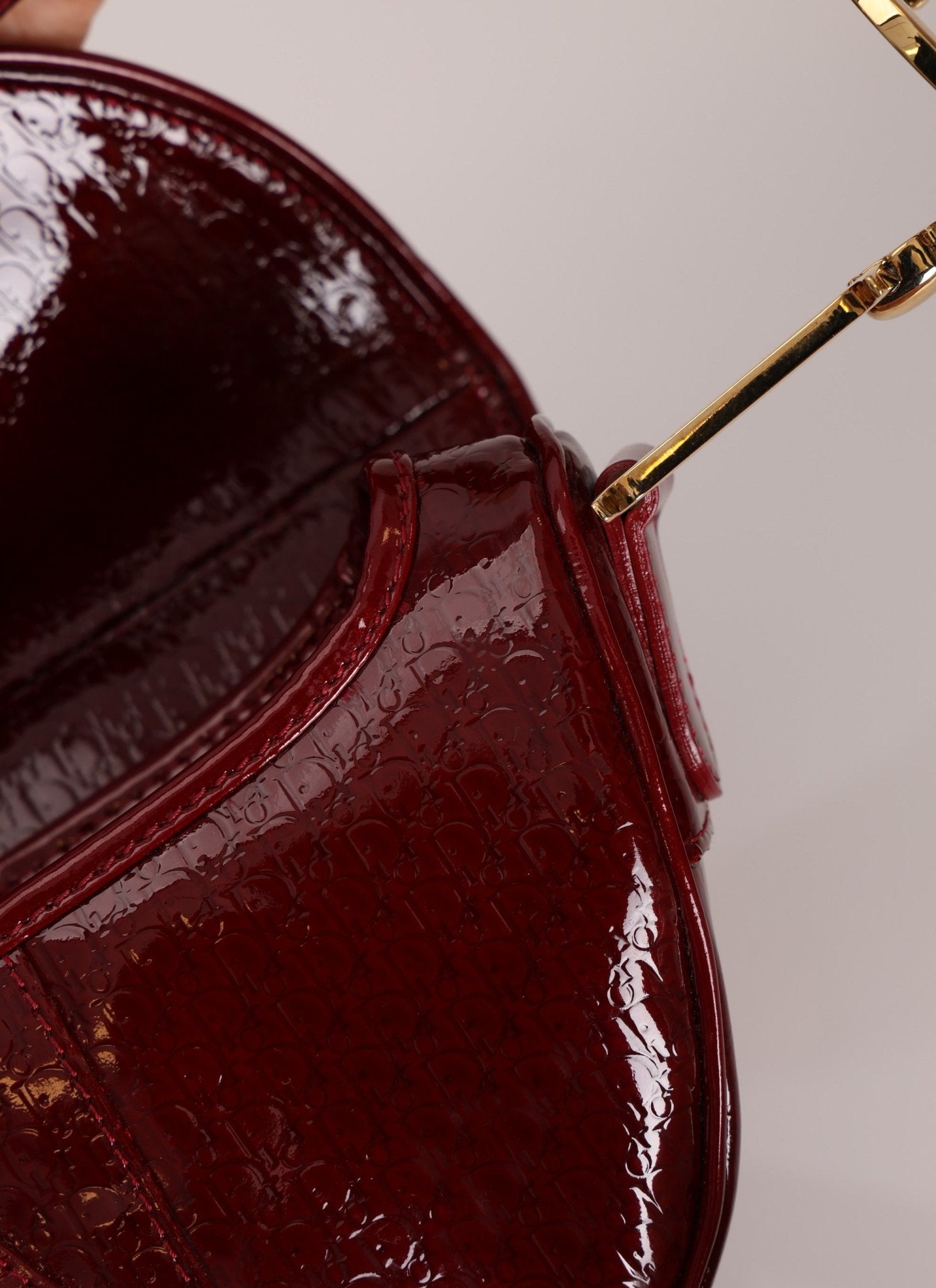 Rare Dior 2000 Red Patent Medium Diorissimo Saddle Bag - FashioNica