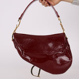 Rare Dior 2000 Red Patent Medium Diorissimo Saddle Bag - FashioNica