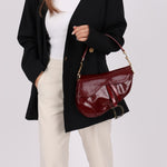 Rare Dior 2000 Red Patent Medium Diorissimo Saddle Bag - FashioNica