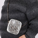 Rare Dior 2009 Diorissimo Leather Embossed Silver Crossbody - FashioNica