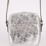 Rare Dior 2009 Diorissimo Leather Embossed Silver Crossbody - FashioNica