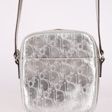 Rare Dior 2009 Diorissimo Leather Embossed Silver Crossbody - FashioNica