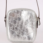 Rare Dior 2009 Diorissimo Leather Embossed Silver Crossbody - FashioNica