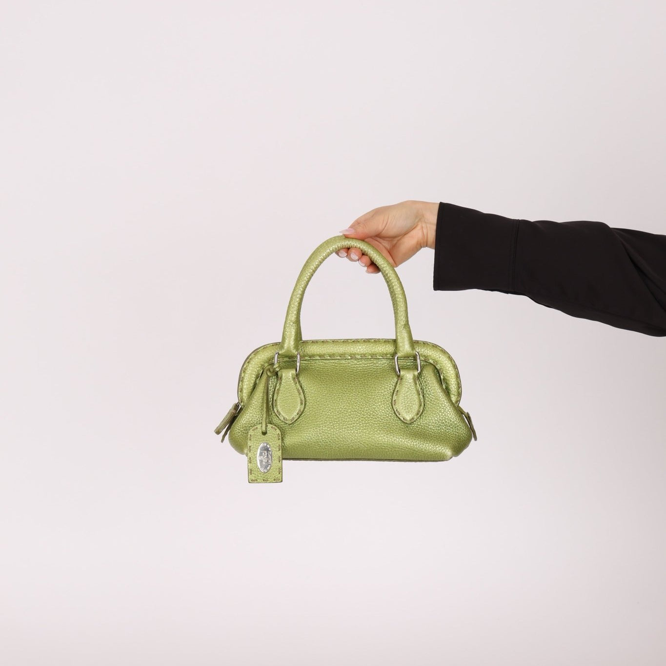 Rare Fendi Acid Green Metallic Adele Frame Bag - FashioNica