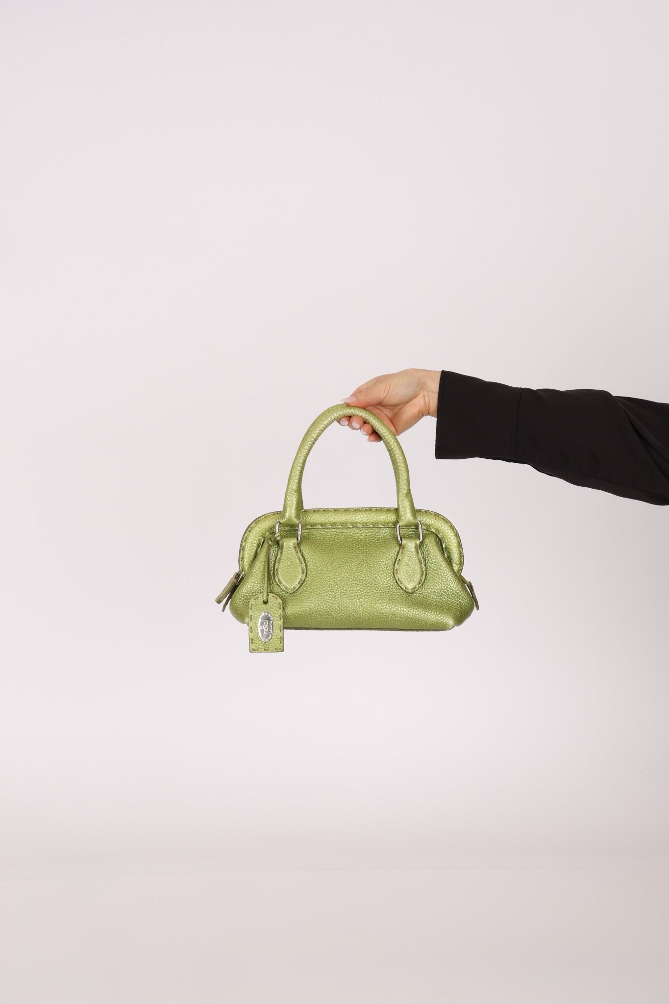 Rare Fendi Acid Green Metallic Adele Frame Bag - FashioNica