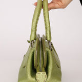 Rare Fendi Acid Green Metallic Adele Frame Bag - FashioNica