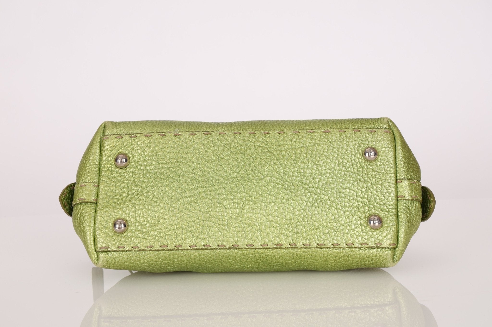 Rare Fendi Acid Green Metallic Adele Frame Bag - FashioNica