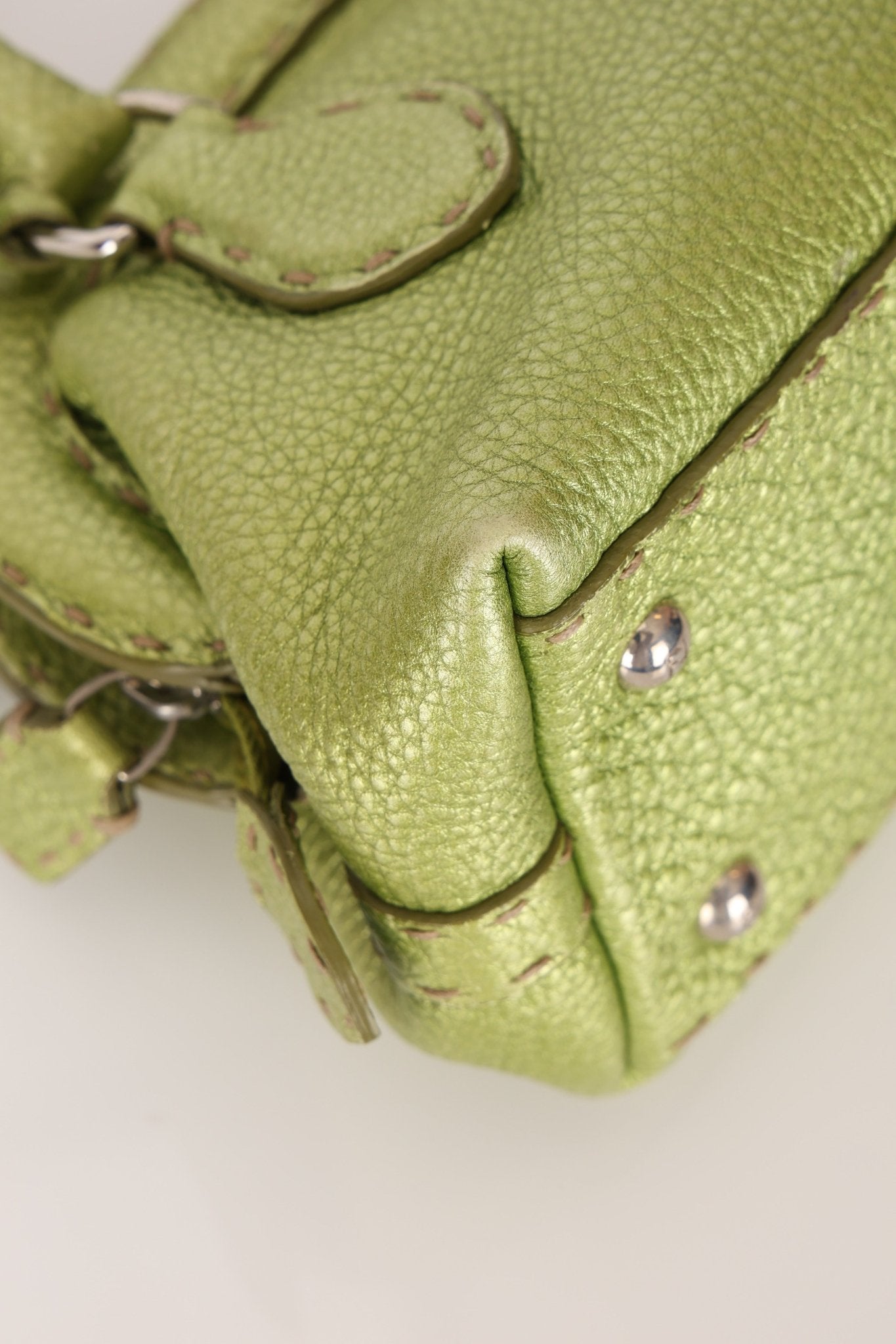Rare Fendi Acid Green Metallic Adele Frame Bag - FashioNica