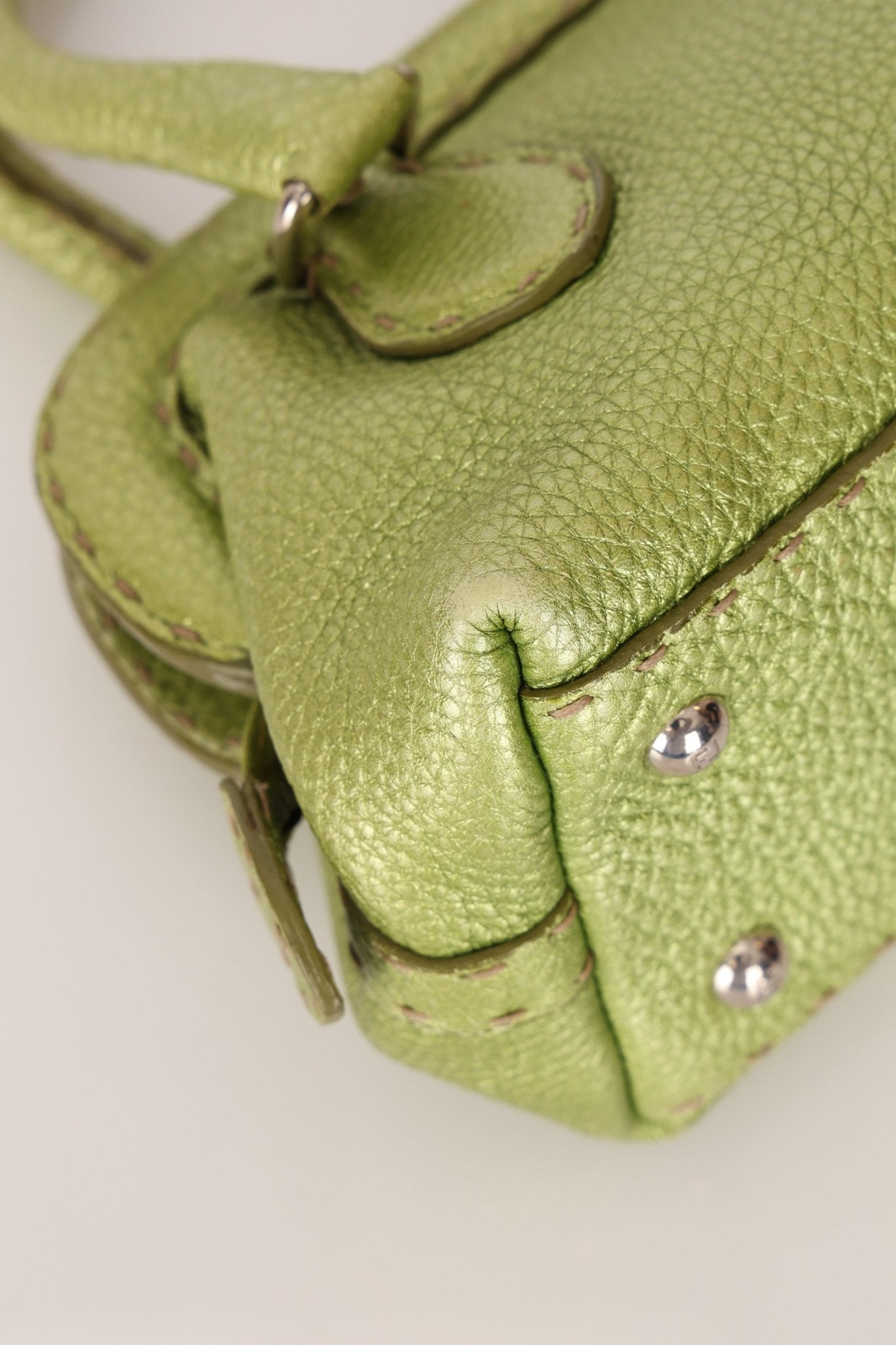 Rare Fendi Acid Green Metallic Adele Frame Bag - FashioNica