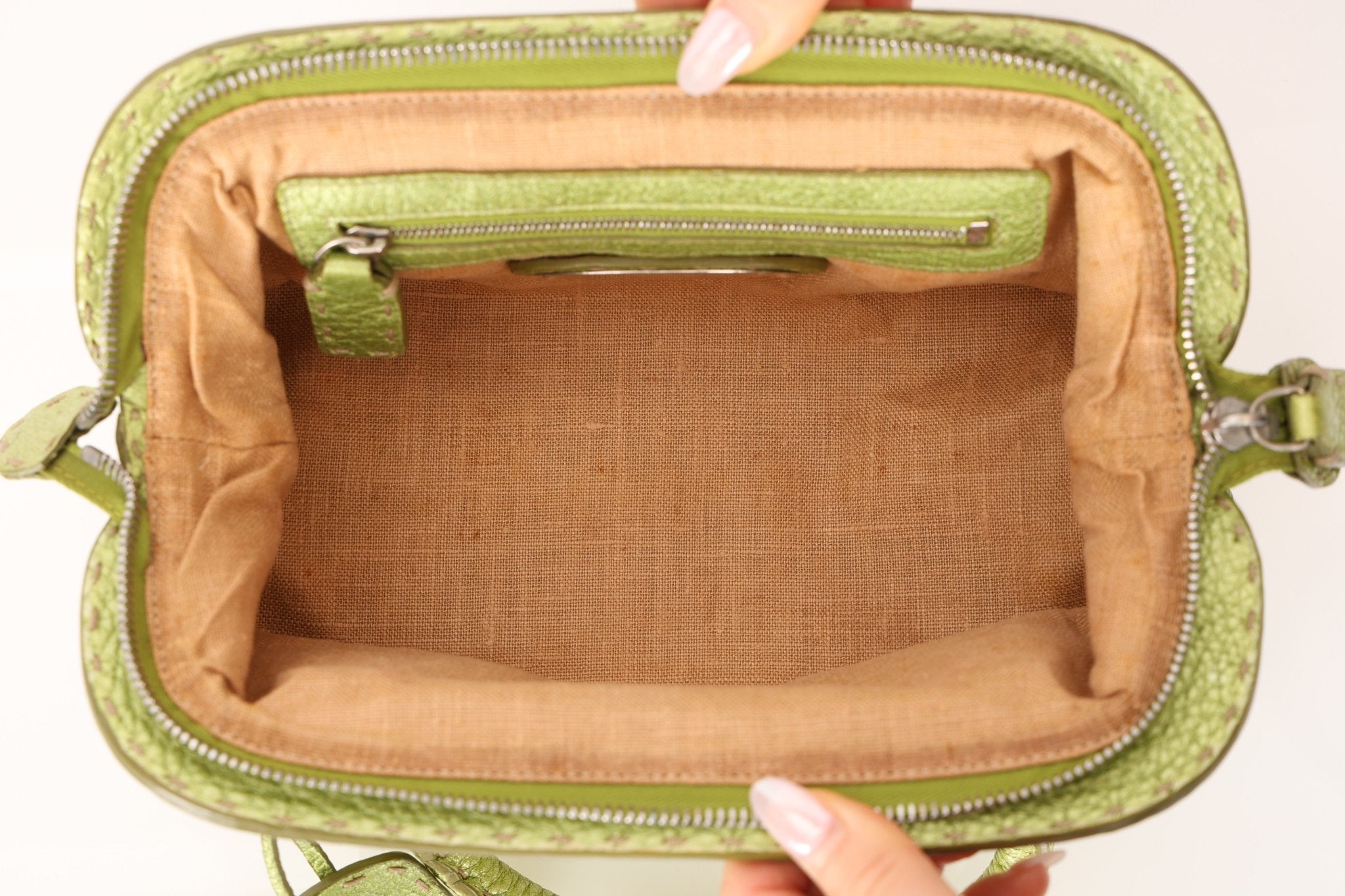 Rare Fendi Acid Green Metallic Adele Frame Bag - FashioNica